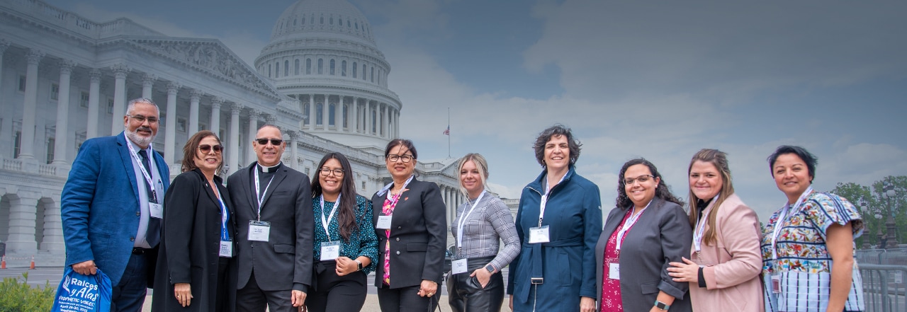 National Gathering Participants Posing In Front of US Congress Building