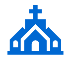 Church icon in blue