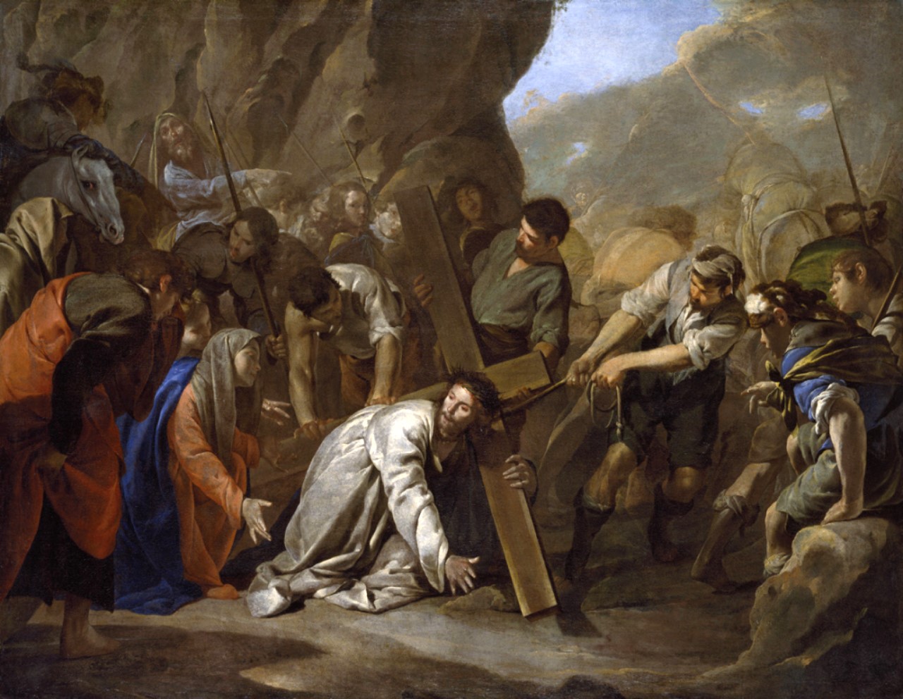 Painting by Bernardo Cavallino of Jesus meeting his mother on the way to Calvary 