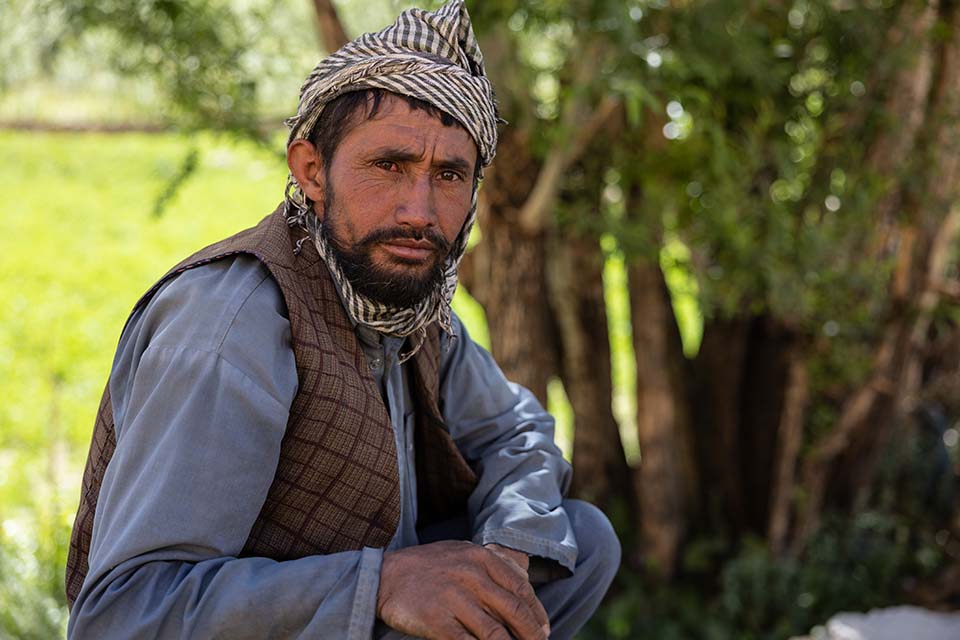 Afghan farmer facing camera