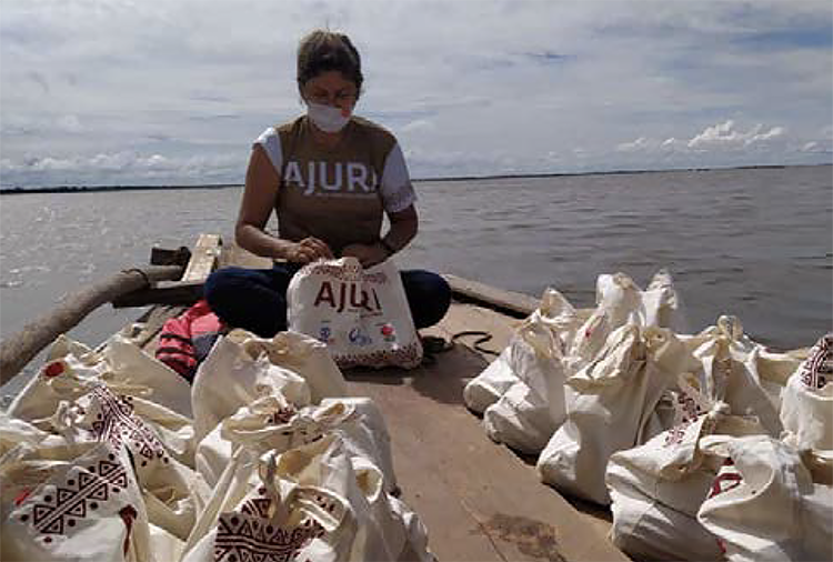 boat transporting hygiene kits to Brazil