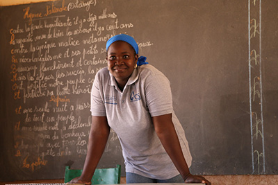 Students in Aghiratou Sawadogo's fourth-grade class are learning about sanitation and hygiene. Photo by Michael Stulman/CRS