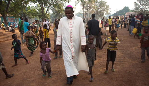 Archbishop Dieudonné Nzapalainga is among those leading interfaith peace efforts in war-torn Central African Republic. His church welcomes displaced people of any faith. Photo courtesy of Matthieu Alexandre for Caritas Internationalis