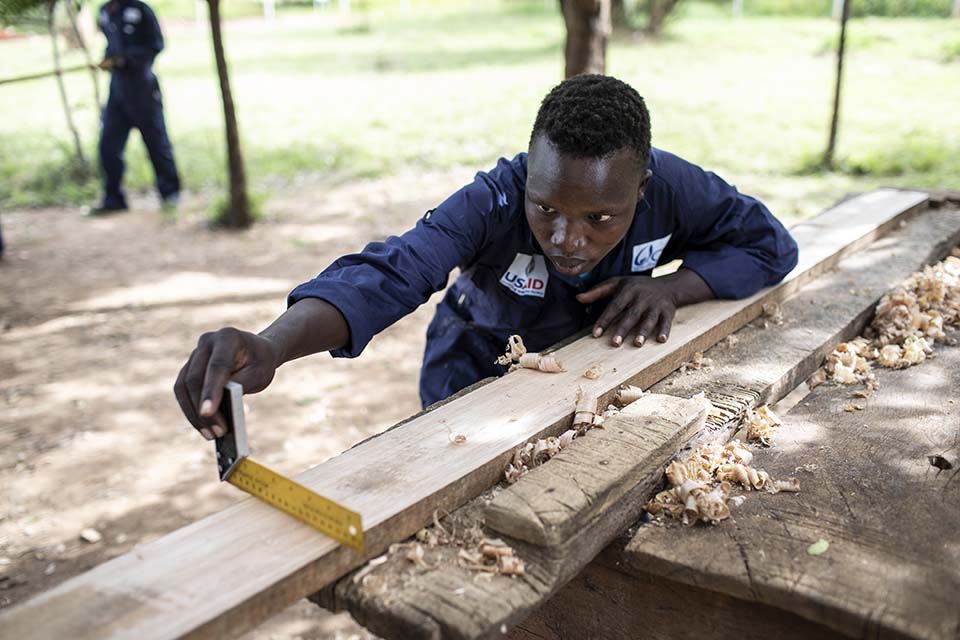 Uganda carpentry student