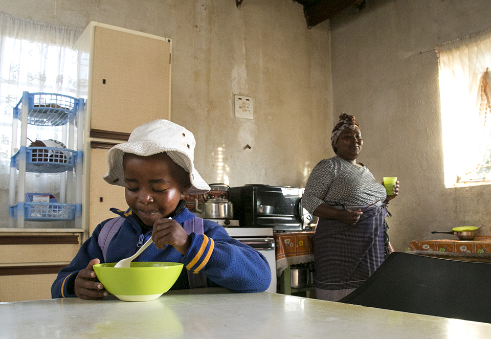 child eating in Lesotho