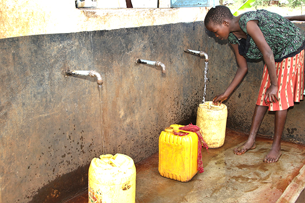 collecting water in Kenya