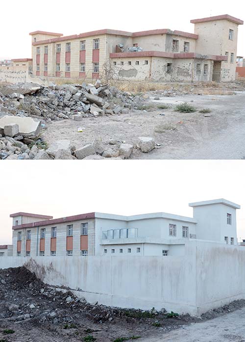 damaged Iraq school before and after