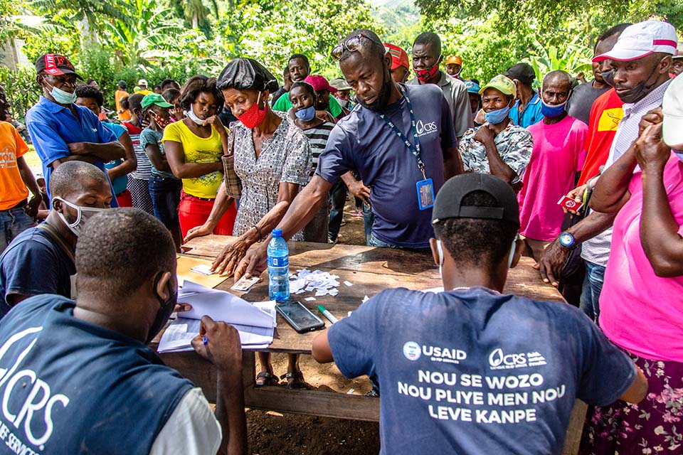 assistance distribution in Haiti.