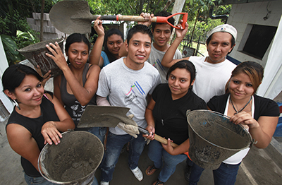 Participants in CRS' Youth Builders project in El Salvador are learning job skills while improving their communities. Photo by Oscar Leiva/Silverlight for CRS