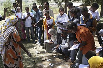 Ethiopian communities are learning to map resources so they can live with climate change, and plan for disasters that cause malnutrition and other problems. Photo by Kim Pozniak/CRS
