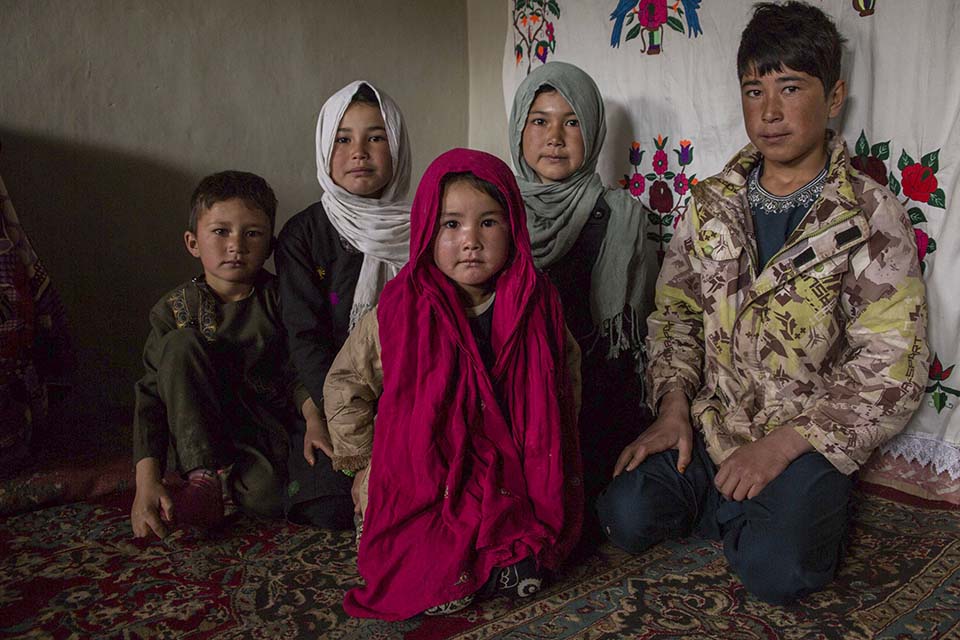 family in Afghanistan facing camera