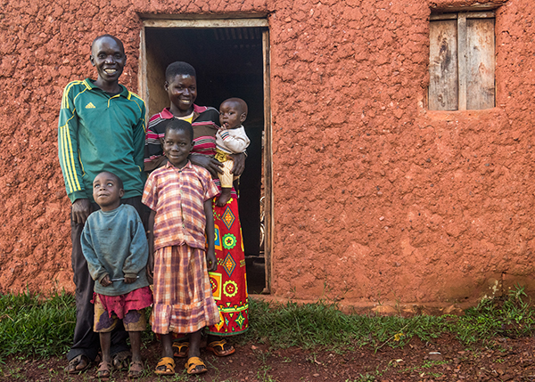 family outside home in Burundi