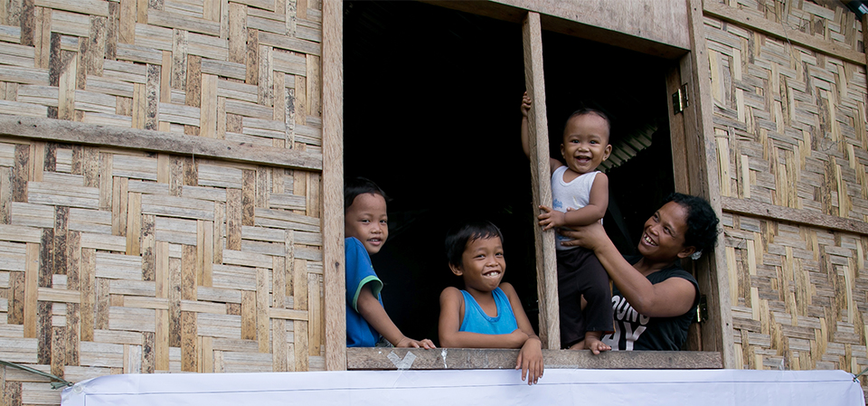 family in shelter