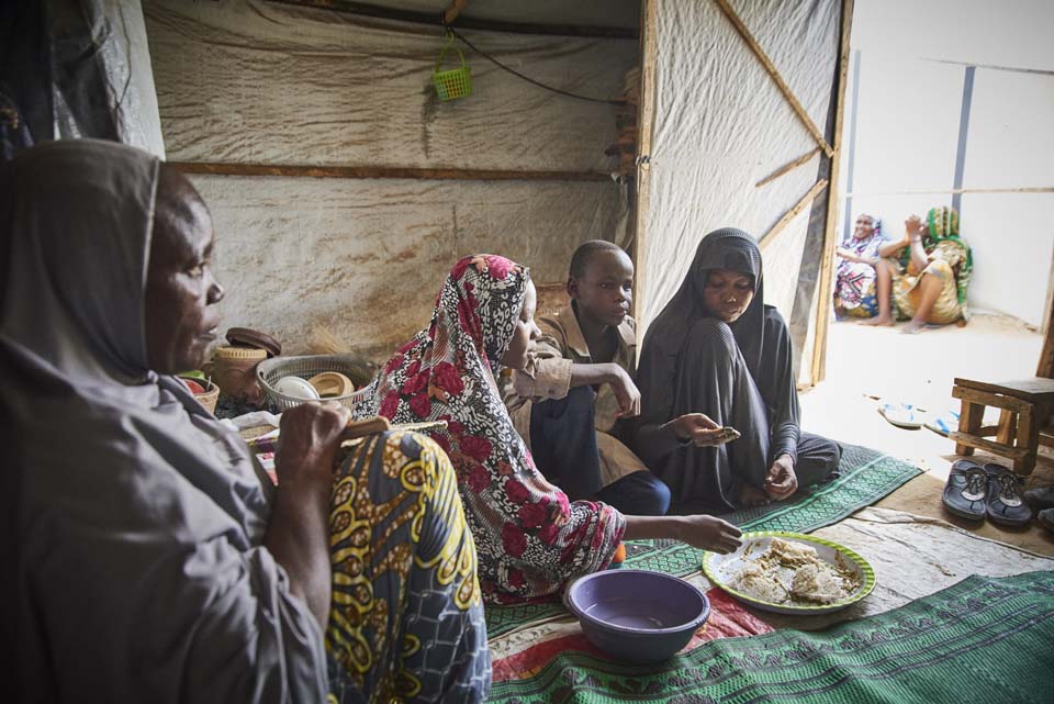 famiy inside shelter in Nigeria