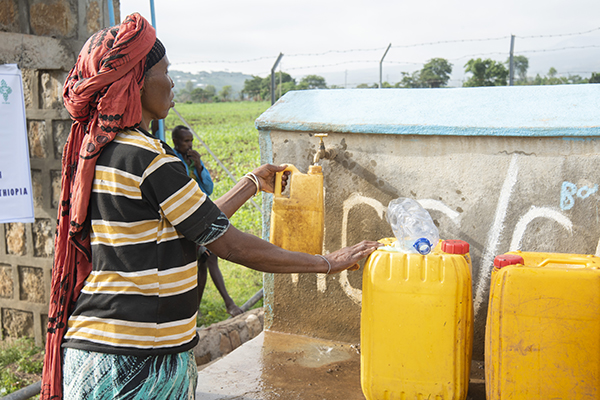 collecting water in Ethiopia