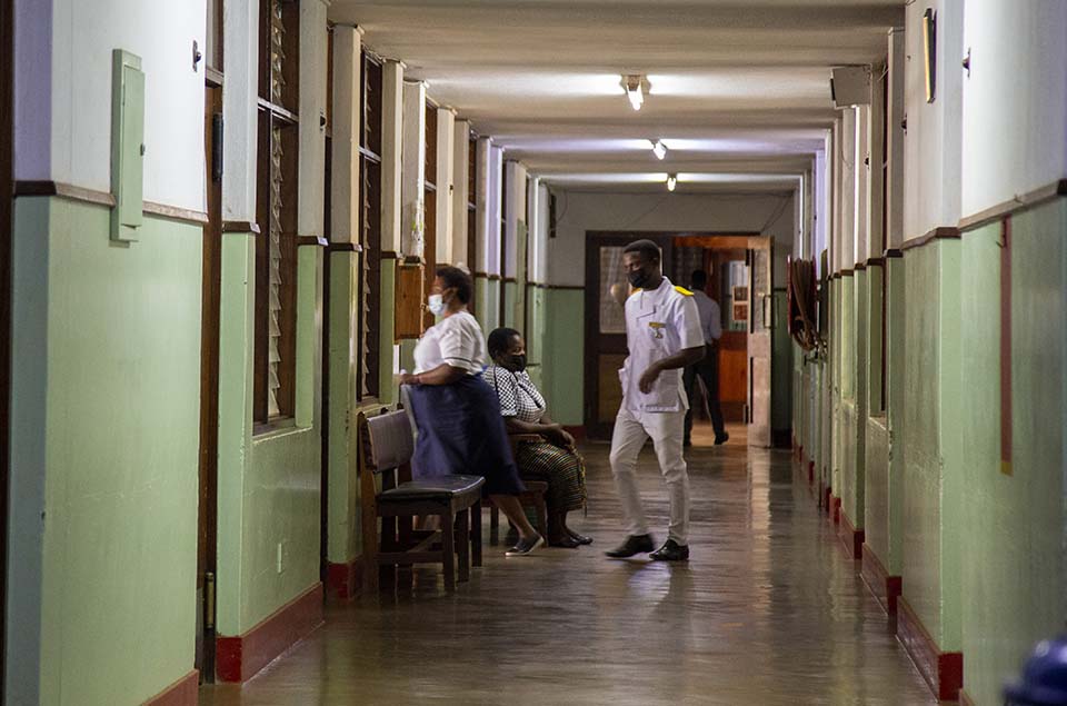 Health care workers and patients in Malawi 