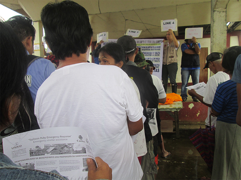 Philippines fellow Julia Leis supported the Typhoon Hagupit response in Eastern Samar, assisting with distributions of shelter; water, sanitation and hygiene, and household kits.