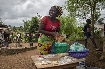 Cooking and selling snacks in Liberia