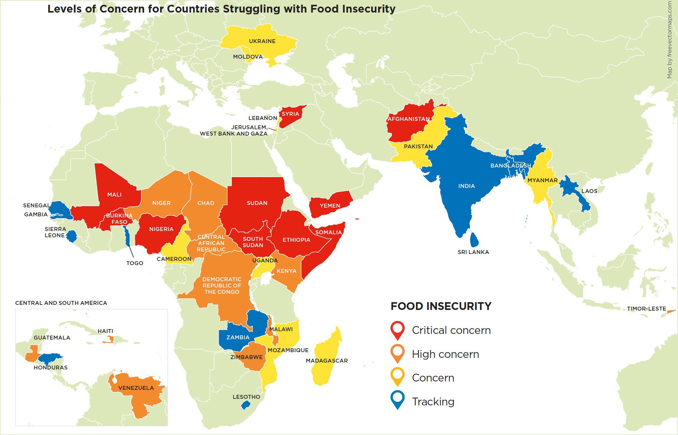 Map of countries by food insecurity