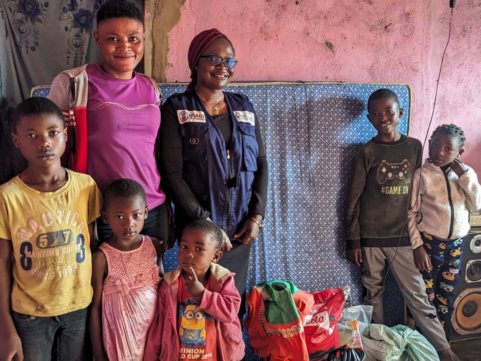 marinett family gather in their home in Cameroon