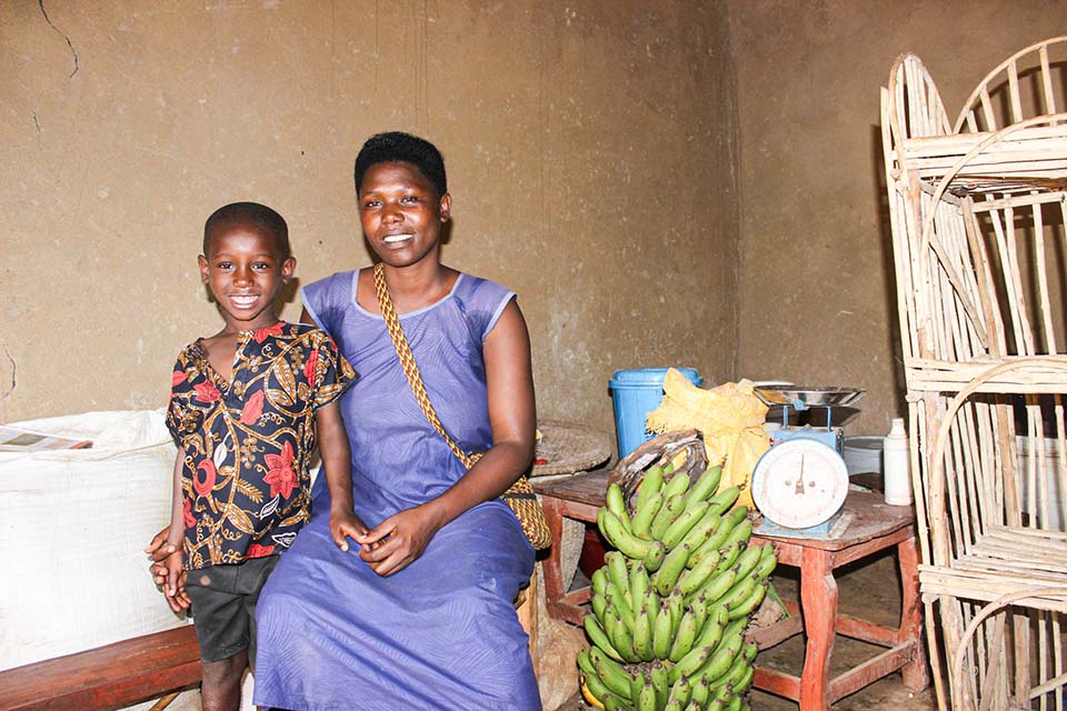 mother and son at home in Rwanda 