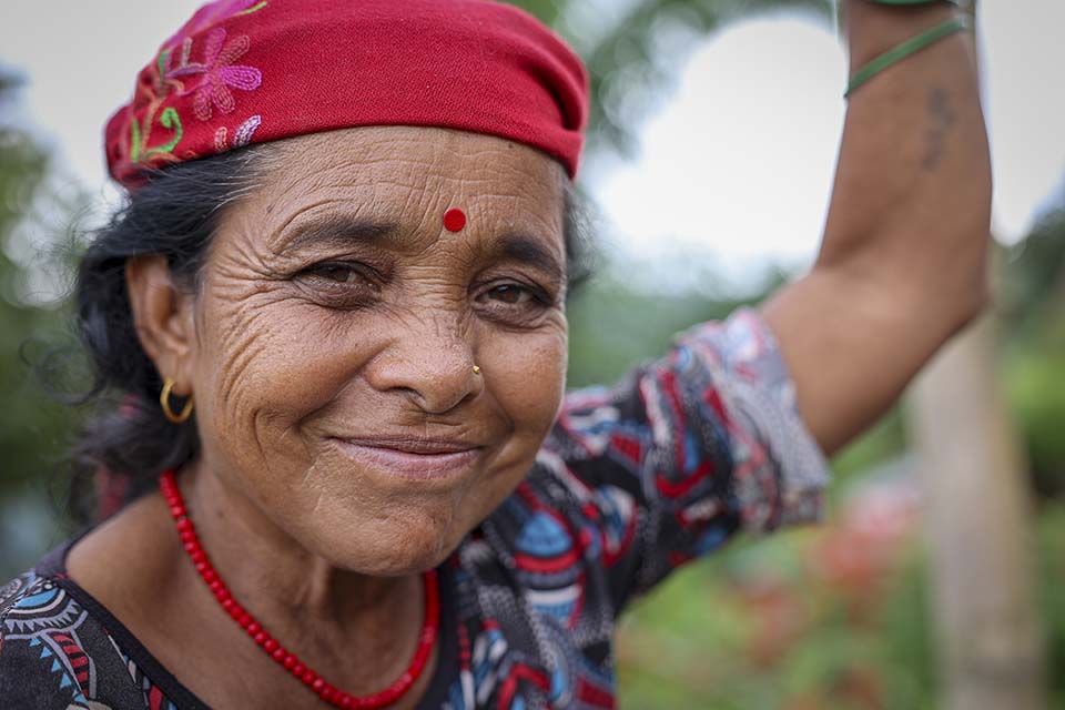 Nepal woman faces camera