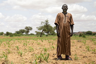 With support from CRS, Chaibou Alzouma is helping farmers in his community cope with the effects of climate change by selling new, local varieties of seeds that are more resilient to drought. Photo by Michael Stulman/CRS
