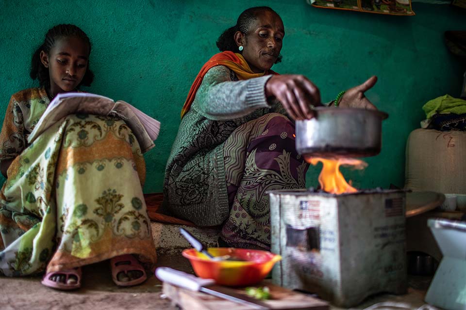 preparing a meal in Ethiopia