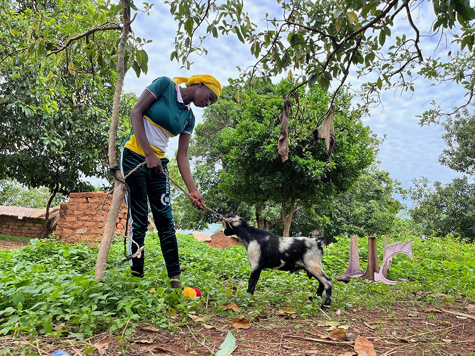  woman with goat in Central African Republic