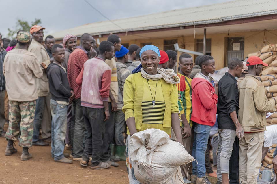 receiving food aid in Ethiopia