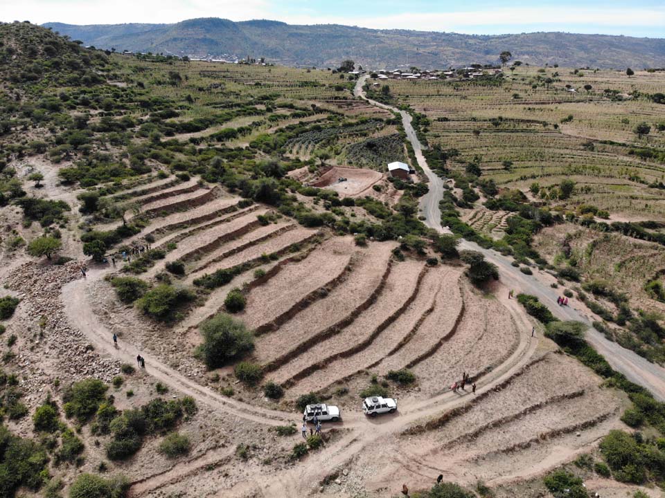 terraced farm field in Ethiopia