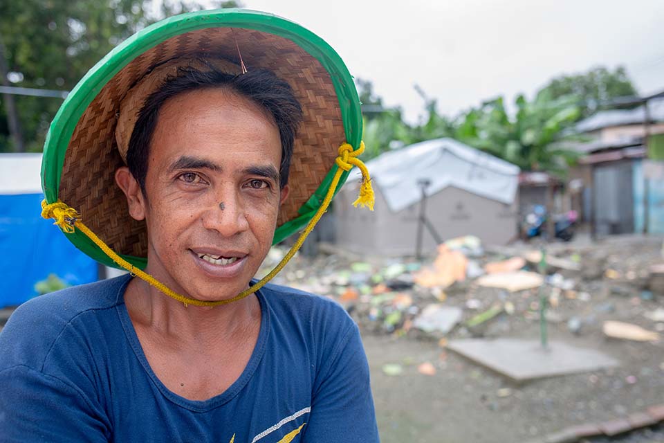 tsunami survivors outside a shelter