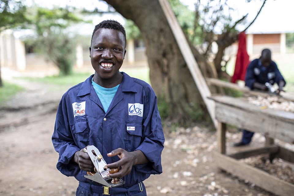 Uganda carpentry student