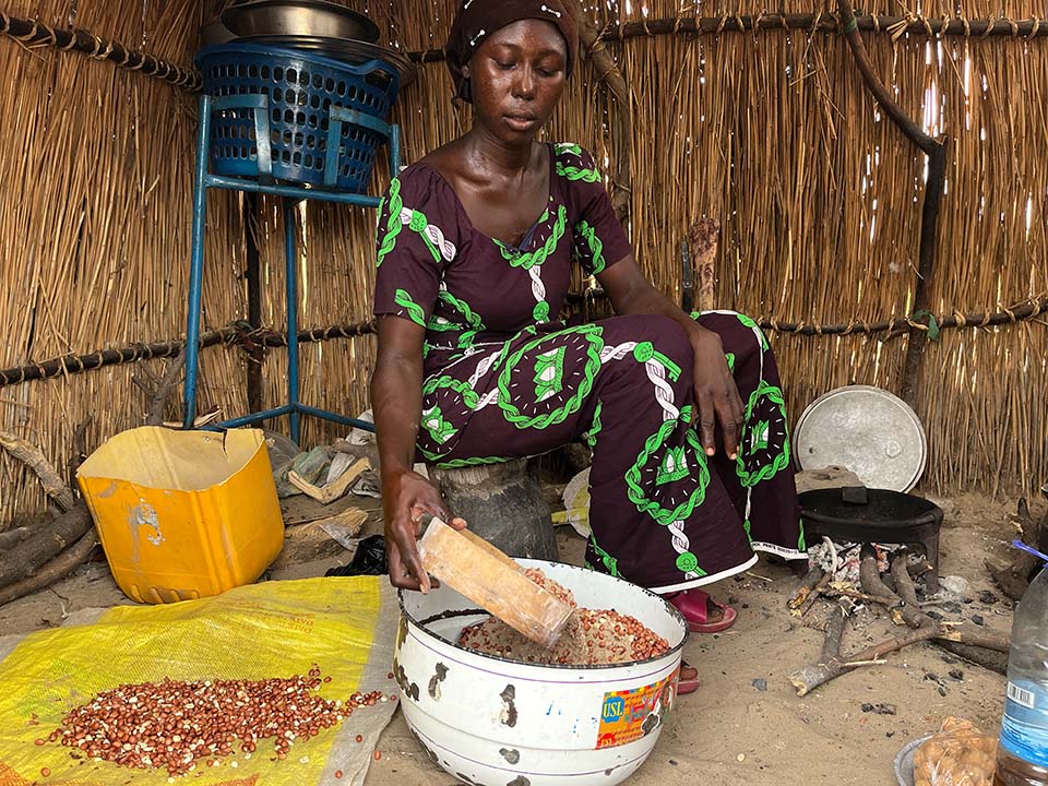 woman processes peanuts in Chad