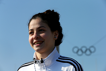 Photo by Alexander Hassenstein/Getty Images for IOC Syrian refugee and world-class swimmer Yusra Mardini.