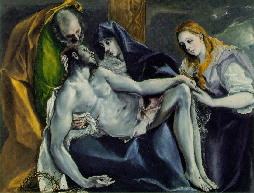 Pieta painting by El Greco of Mary holding the crucified Jesus 