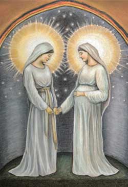Art of Mary visiting Elizabeth by Nichole Lanthier 