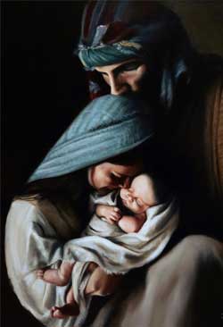Art of Joseph and Mary holding the baby Jesus by Ruben Ferreira 