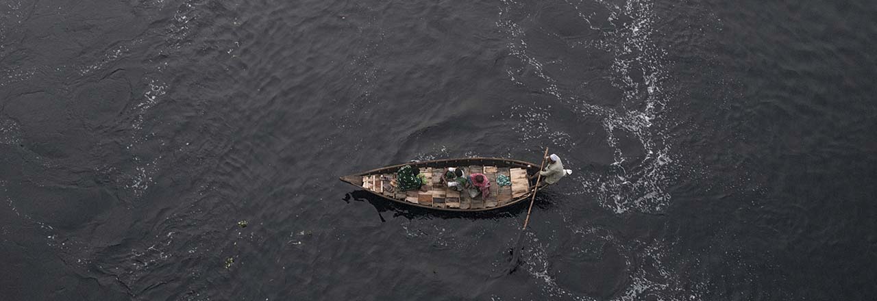 overhead view of boat in Bangladesh