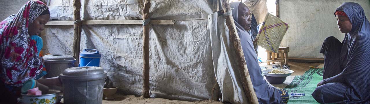 women inside Nigeria shelter