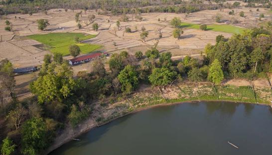 arial photo of remote school in Laos
