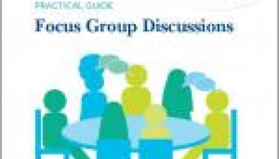 Cover of "Practical Guide: Focus Group Discussions" by CRS, featuring an illustration of people seated around a table in discussion.
