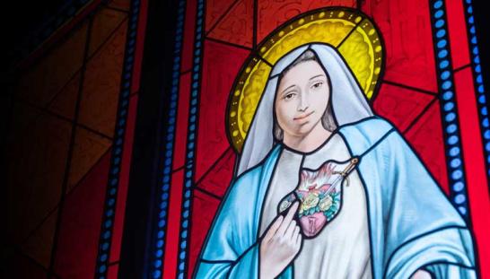 A glass church window.