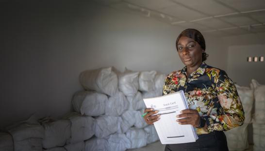 woman in warehouse