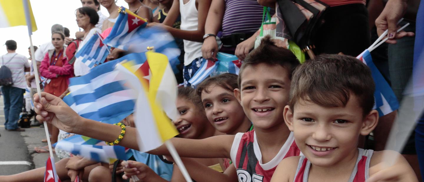 Children holding flags.