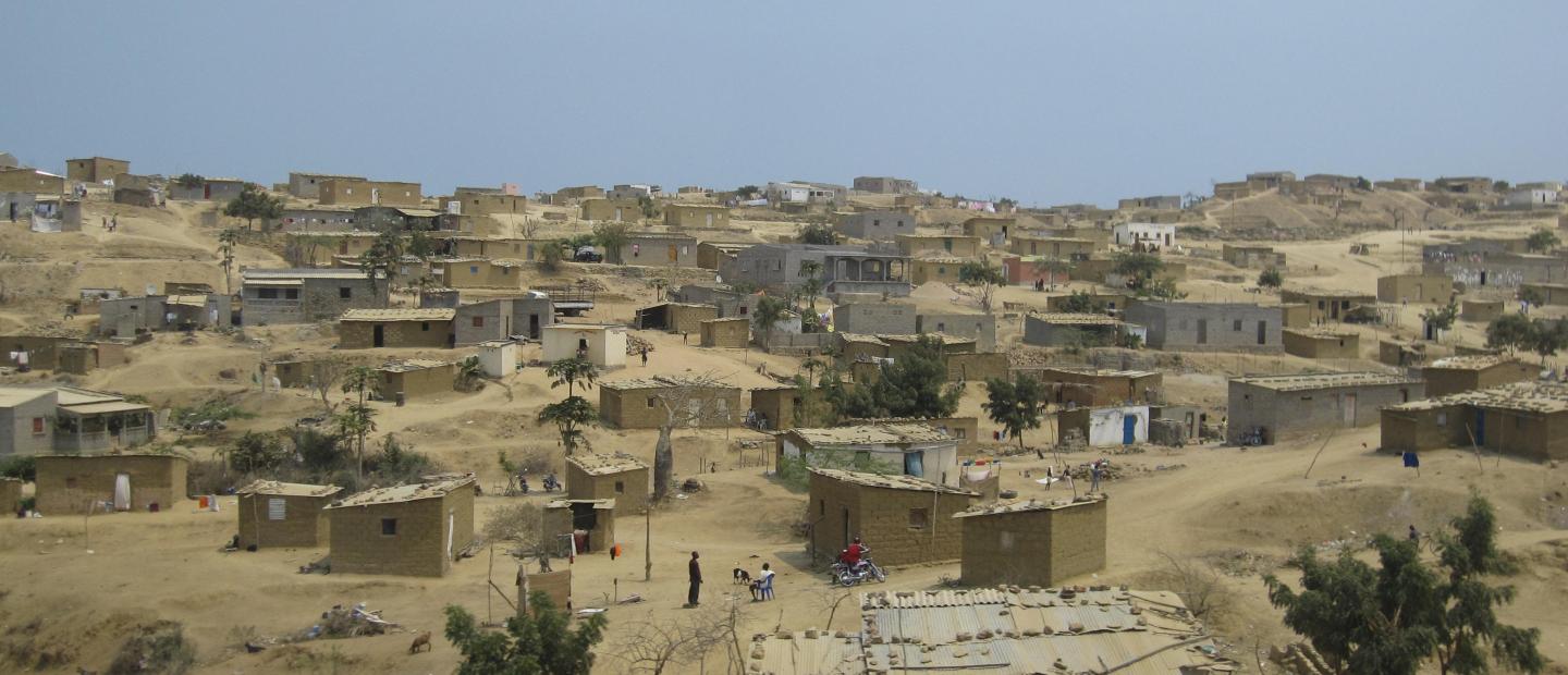 A landscape view of a village.