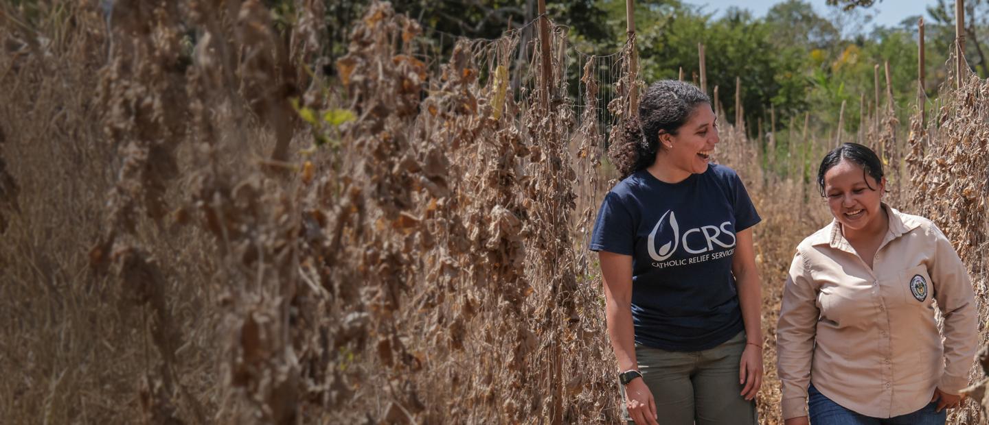 women talking in corn field