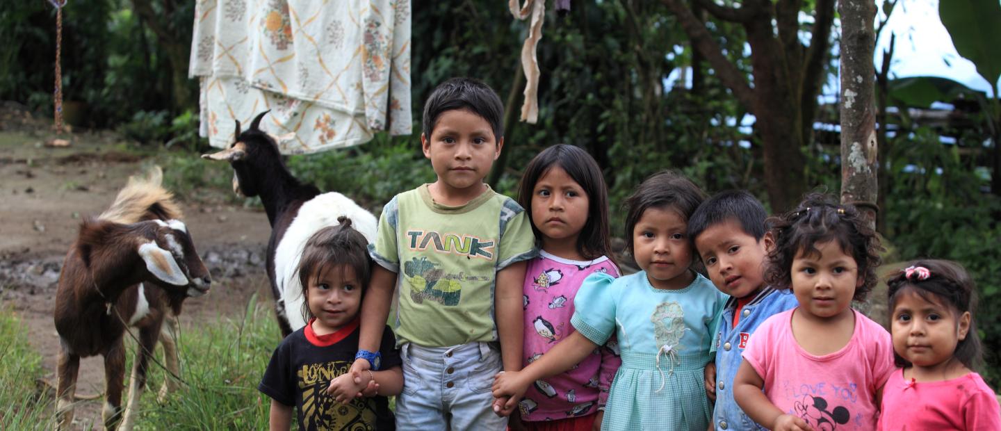 Un grupo de niños sonríen a la cámara.