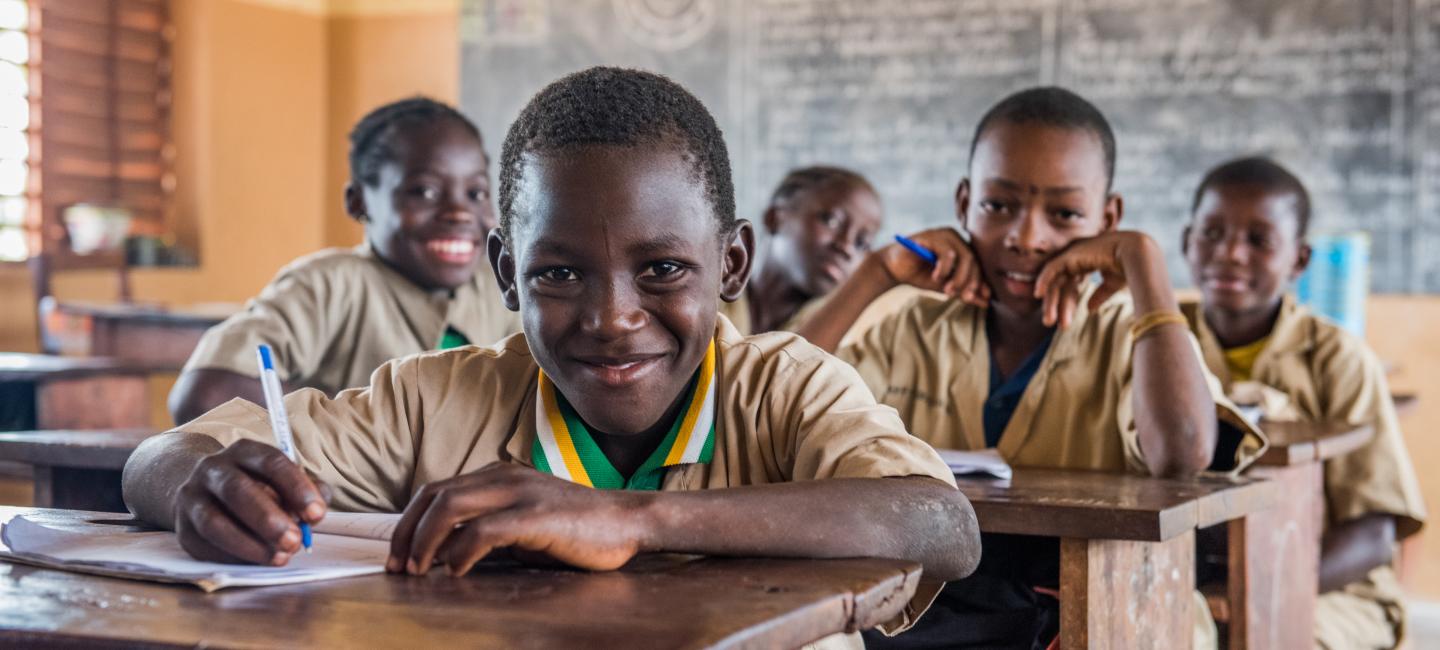 students in Benin classroom