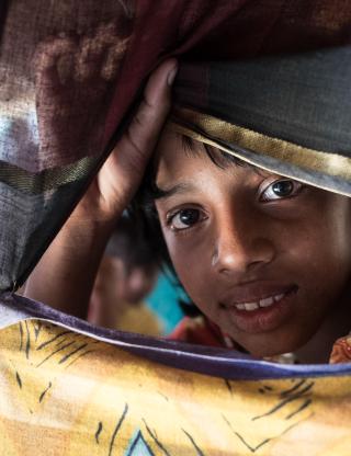 close up of child in shelter